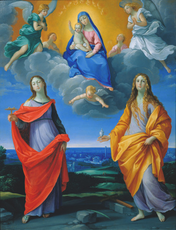 The Virgin and Child with Saints Lucy and Mary Magdalene - Guido Reni reproduction oil painting