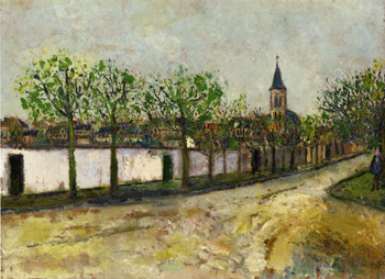 Church and Street in Montmagny 1908 - Maurice Utrillo reproduction oil painting
