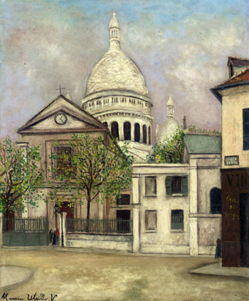 Eglise Saint Pierre and The Coupola of Sacere Coeur 1911 - Maurice Utrillo reproduction oil painting