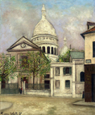 Eglise Saint Pierre and The Coupola of Sacere Coeur 1911 - Maurice Utrillo