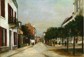 Rue Du Moutier and Place Dl La Mairie at Villejuif 1915 - Maurice Utrillo reproduction oil painting