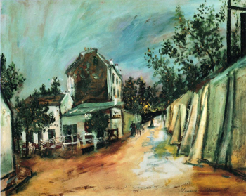 Rue Saint Vincent and the Lapin Agile 1917 - Maurice Utrillo reproduction oil painting