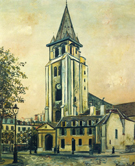 St Germain Des Pres Paris 1917 - Maurice Utrillo reproduction oil painting