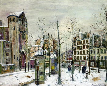 The Place Des Abbesses in the Snow 1917 - Maurice Utrillo reproduction oil painting