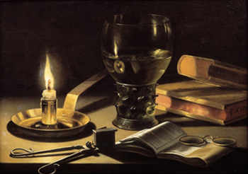 Still Life with Burning Candle - Pieter Claesz reproduction oil painting