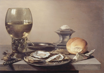 Still Life with Roemer and Oysters 1642 - Pieter Claesz reproduction oil painting
