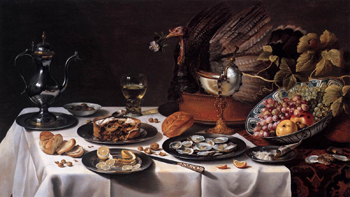 Still Life with Turkey Pie 1627 - Pieter Claesz reproduction oil painting