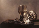 Still Life with Wine Glass and Silver Bowl - Pieter Claesz