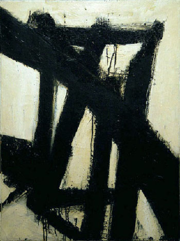 Diagonal Black and White - Franz Kline reproduction oil painting