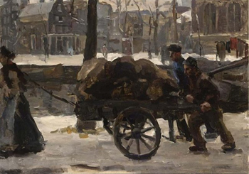 A View of The Prinsengracht near Noordermarkt Amsterdam - Isaac Israels reproduction oil painting