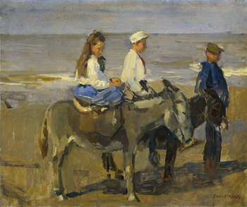 Boy and Girl Riding Donkeys - Isaac Israels reproduction oil painting