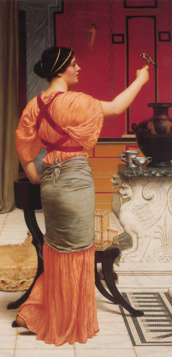 Lesbia with Her Sparrow 1961 - John William Godward reproduction oil painting