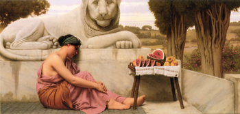 The Fruit Vendor - John William Godward reproduction oil painting