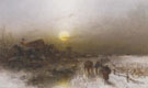 Dorf Im Winter Bei Morgendammerung 1897 - Desire Thomassin reproduction oil painting
