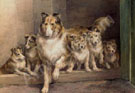 A Collie and Her Puppies - Edmund Henry Osthaus reproduction oil painting