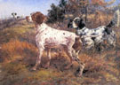 A German Short Haired Pointer and Two English Setters in a Landscape - Edmund Henry Osthaus reproduction oil painting