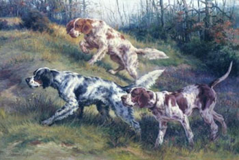 On the Point English Setters and Pointer - Edmund Henry Osthaus reproduction oil painting