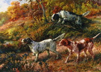 Three Setters on Point - Edmund Henry Osthaus reproduction oil painting