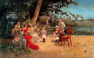 Familiar Scene in the Garden - Eugenio Lucas Villamil reproduction oil painting