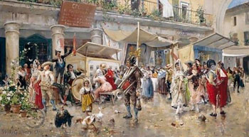 Mercado de la Cebada Madrid Cebada Market in Madrid - Eugenio Lucas Villamil reproduction oil painting