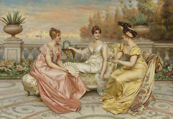 Tea on the Terrace - Frederic Soulacroix reproduction oil painting