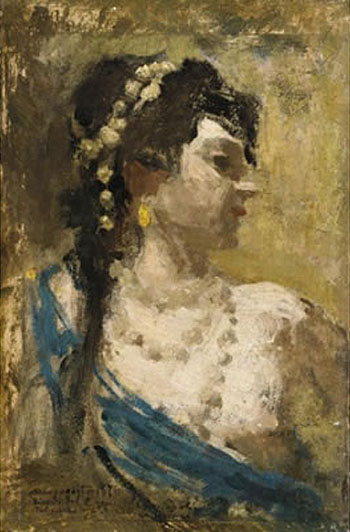 Profilo di Donna - Gaetano Esposito reproduction oil painting