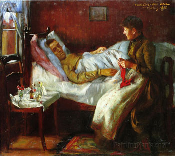 Franz Heinrich Corinth His Sickbed - Lovis Corinth reproduction oil painting