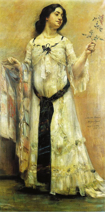Portrait of Charlotte Berend in A White Dress 1902 - Lovis Corinth reproduction oil painting