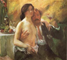 Self Portrait with His Wife and a Glass of Champagne 1902 - Lovis Corinth reproduction oil painting