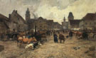 Viehmarkt Auf Dem Schrannenplatz Im Alten Dachau - Karl Stuhlmuller reproduction oil painting