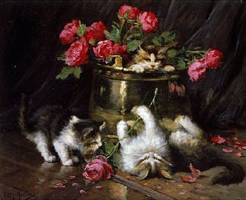Playful Kittens A - Leon Charles Huber reproduction oil painting