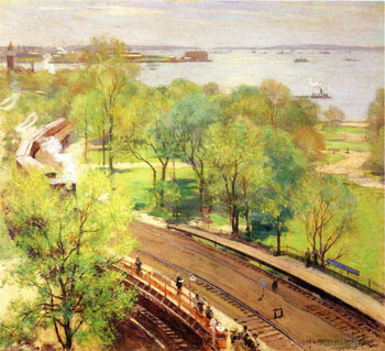 Battery Park Spring 1902 - Willard Leroy Metcalfe reproduction oil painting