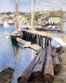 Fish Wharves Gloucester 1896 - Willard Leroy Metcalfe reproduction oil painting