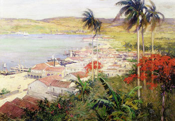 Havana Harbor 1902 - Willard Leroy Metcalfe reproduction oil painting