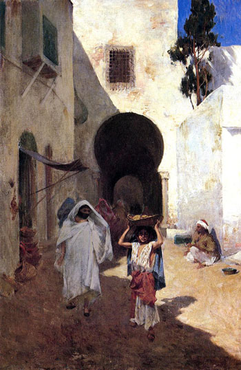 Street Scene Tangiers 1887 - Willard Leroy Metcalfe reproduction oil painting