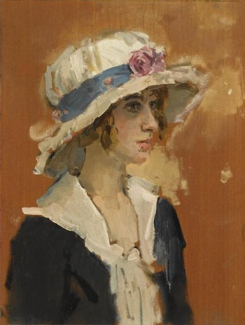 A Girl in A Summer Hat - Isaac Israels reproduction oil painting
