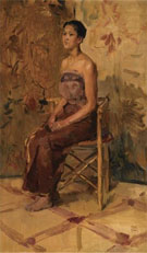 A Portrait of A Seated Javanese Beauty - Isaac Israels reproduction oil painting
