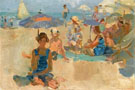A Sunny Day on the Beach Viareggio - Isaac Israels reproduction oil painting