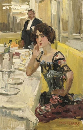 A Table au Restaurant le Perroquet Paris - Isaac Israels reproduction oil painting