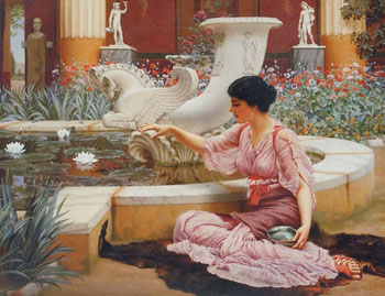 A Pompeian Garden 1904 - John William Godward reproduction oil painting
