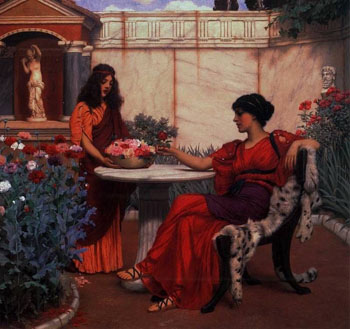 Pompeian Garden - John William Godward reproduction oil painting