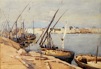 A Harbor in Cairo - Arthur Melville reproduction oil painting