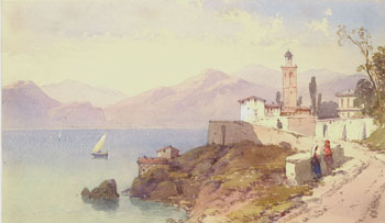 Coast of Genoa 1861 - Charles Rowbotham reproduction oil painting