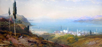 View of The Bosphorus - Charles Rowbotham reproduction oil painting