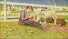 A Girl Knitting - Giovanni Segantini reproduction oil painting