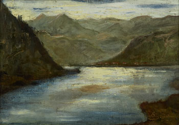 Lago di Lecco c1875 - Giovanni Segantini reproduction oil painting