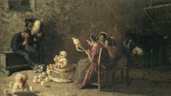 Zampognari c1883 - Giovanni Segantini reproduction oil painting