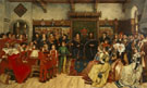 The Composer Benoit de Hertogen Directing the Local Musicians and Chorus 1514 - Henri Houben reproduction oil painting