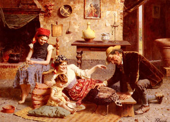 A Happy Family - Eugenio Zampighi reproduction oil painting