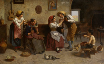 Il Nodo Al Fazzoletto - Eugenio Zampighi reproduction oil painting